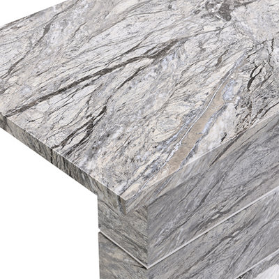 Parini High Gloss Bar Table Rectangular In Melange Marble Effect