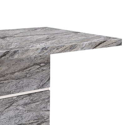 Parini High Gloss Bar Table Rectangular In Melange Marble Effect