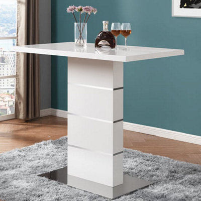 Parini High Gloss Bar Table Rectangular In White