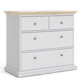 Paris Chest of 4 Drawers in White and Oak