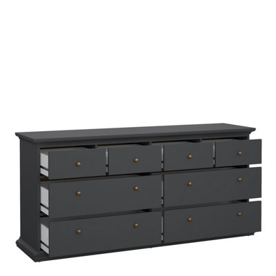 PARIS CHEST OF 8 DRAWERS IN MATT GREY