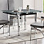 Paris Extending Grey Glass Dining Table With Chrome Metal Legs