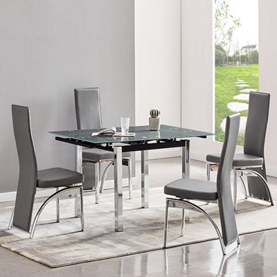 Grey Dining Table Chrome Legs – Modern Elegance Meets Durability