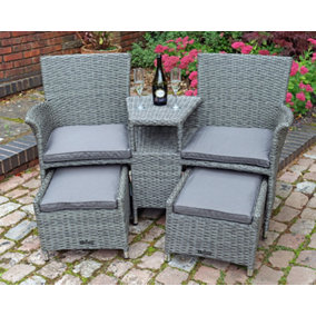 Paris Fixed Companion Set with pull-out footstools incl. Weather Shield Cushions