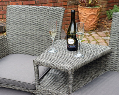 Rattan companion set with footstools hotsell