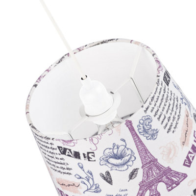 Paris France Theme Linen Drum Lampshade with Eiffel Tower Denergy savingr and Inner Lining