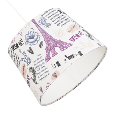 Paris France Theme Linen Drum Lampshade with Eiffel Tower Denergy savingr and Inner Lining