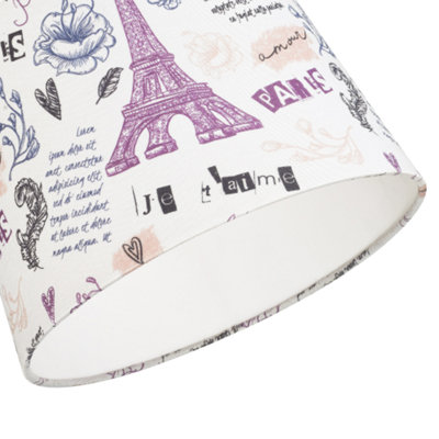 Paris France Theme Linen Drum Lampshade with Eiffel Tower Denergy savingr and Inner Lining