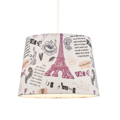 Paris France Theme Linen Drum Lampshade with Eiffel Tower Denergy savingr and Inner Lining