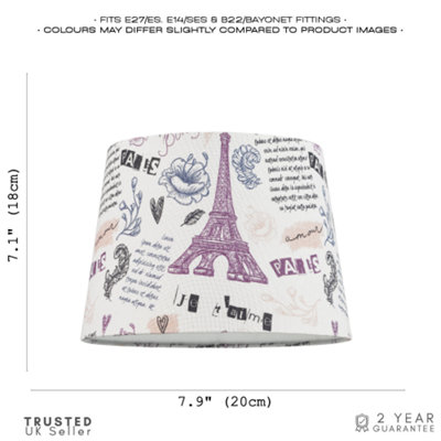 Paris France Theme Linen Drum Lampshade with Eiffel Tower Denergy savingr and Inner Lining