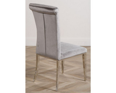 Paris Grey Velvet Fabric Dining Chairs for Dining Room or Kitchen