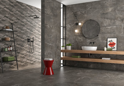 Paris Marengo Charcoal Matt Decor 100mm x 100mm Ceramic Wall Tiles SAMPLE