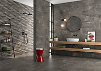 Paris Marengo Charcoal Matt Decor 330mm x 550mm Ceramic Wall Tiles (Pack of 10 w/ Coverage of 1.84m2)