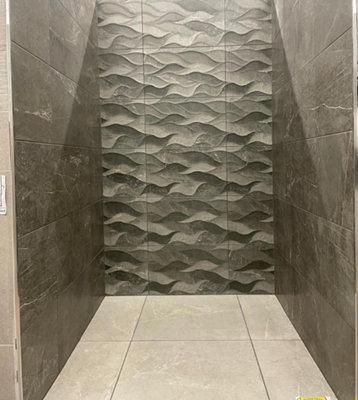 Paris Marengo Charcoal Plain Matt 330mm x 550mm Ceramic Wall Tiles (Pack of 10 w/ Coverage of 1.84m2) - 3