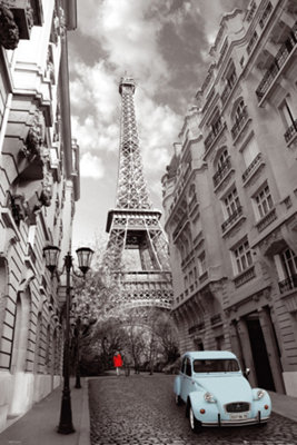 Paris Red Girl Blue Car 61 x 91.5cm Maxi Poster