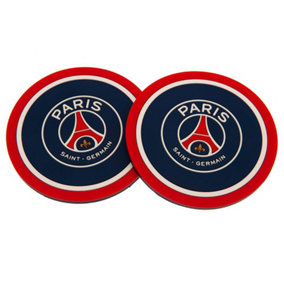 Paris Saint Germain FC Coaster Set (Pack of 2) Red/Blue (One Size)