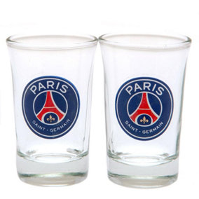Paris Saint Germain FC Crest Shot Gl Set (Pack of 2) Blue/Red/Clear (One Size)