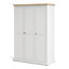 Paris Wardrobe with 3 Doors in White and Oak