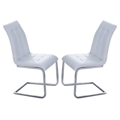 Paris White Faux Leather Dining Chairs In Pair