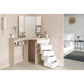 parisot Corner dressing table white/oak affect