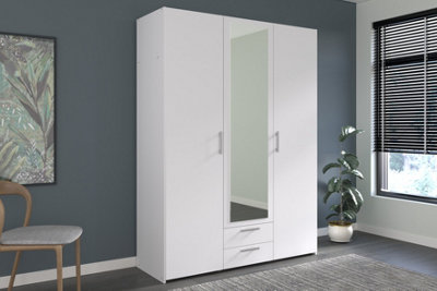 PARISOT DAILY 4 DOOR 2 DRAWER MIRRORED WARDROBE WHITE