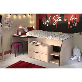 Parisot Milky 2 Midsleeper with desk and 2 drawers