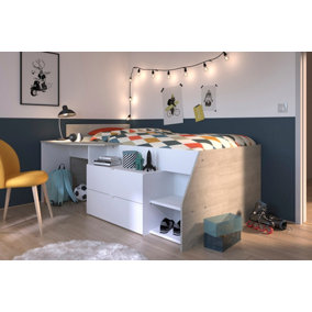 Parisot Milky Midsleeper with desk and 2 drawers