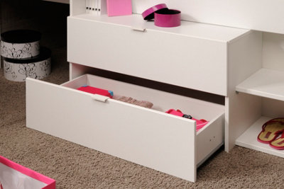 Parisot Milky Midsleeper with desk and 2 drawers