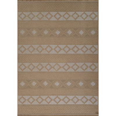 PARITA Cottage Tan/Cream Machine Washable Jute Area Rug 158 x 213 cm