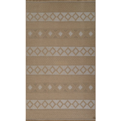 PARITA Cottage Tan/Cream Machine Washable Jute Area Rug 79 x 152 cm