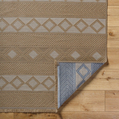 PARITA Cottage Tan/Cream Machine Washable Jute Area Rug 79 x 152 cm