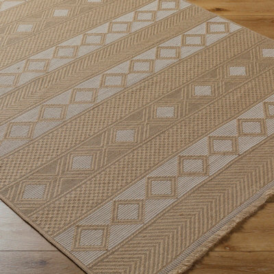 PARITA Cottage Tan/Cream Machine Washable Jute Area Rug 79 x 152 cm