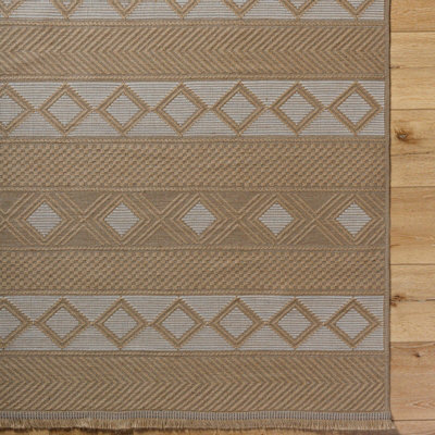 PARITA Cottage Tan/Cream Machine Washable Jute Area Rug 79 x 152 cm