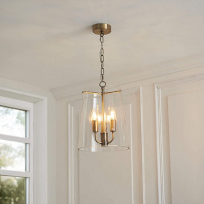 Park Taper Clear & Antique Brass Pendant