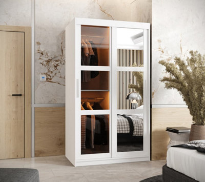 Parma II Sliding Door Wardrobe (H2000mm W1000mm D620mm) with Shelves - White Matt