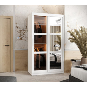 Parma II Sliding Door Wardrobe (H2000mm W1000mm D620mm) with Shelves - White Matt