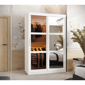 Parma II Sliding Door Wardrobe (H2000mm W1200mm D620mm) with Shelves - White Matt
