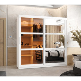 Parma II Sliding Door Wardrobe (H2000mm W1800mm D620mm) with Shelves - White Matt
