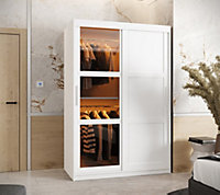 Parma III Sliding Door Wardrobe (H2000mm W1200mm D620mm) with Shelves - White Matt
