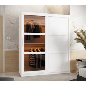 Parma III Sliding Door Wardrobe (H2000mm W1500mm D620mm) with Shelves - White Matt