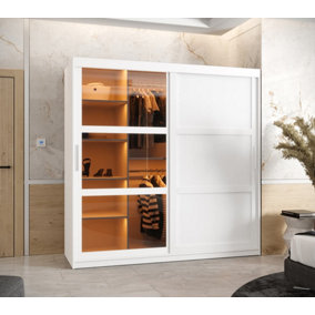 Parma III Sliding Door Wardrobe (H2000mm W1800mm D620mm) with Shelves - White Matt