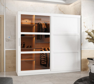 Parma III Sliding Door Wardrobe (H2000mm W2000mm D620mm) with Shelves - White Matt