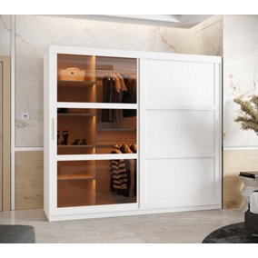 Parma III Sliding Door Wardrobe (H2000mm W2000mm D620mm) with Shelves - White Matt