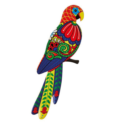 Parrot Garden Wall Art Hand Painted Iron Aztec Style Outdoor Decoration ...