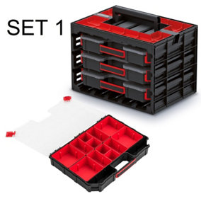 Parts Storage Organiser Tager Case DIY Compartment Cabinet Screws Carry Tool Box Set 1
