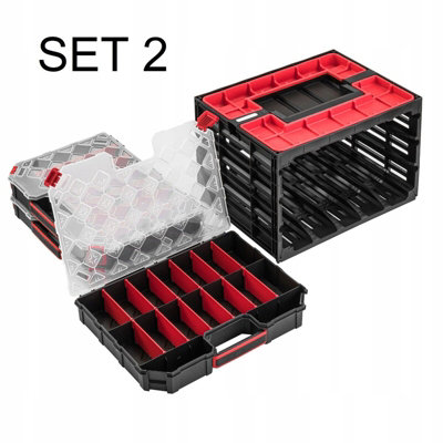 Parts Storage Organiser Tager Case DIY Compartment Cabinet Screws Carry Tool Box Set 2