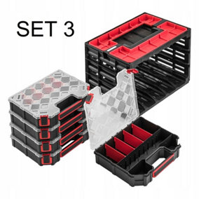 Parts Storage Organiser Tager Case DIY Compartment Cabinet Screws Carry Tool Box Set 3