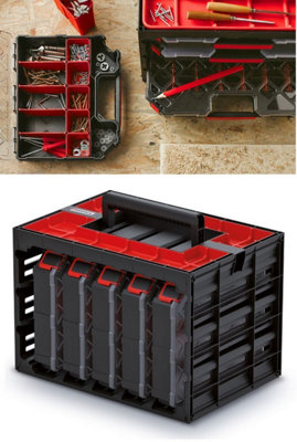 Parts Storage Organiser Tager Case DIY Compartment Cabinet Screws Carry Tool Box Set 4
