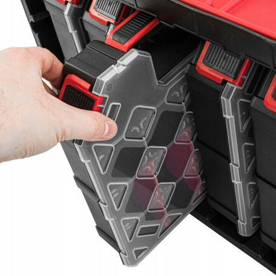 Parts Storage Organiser Tager Case DIY Compartment Cabinet Screws Carry Tool Box Set 4 - 3