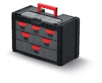 Parts Storage Organiser with Drawers Compartment Cabinet Screws Carry Tool Box Set 1 - 3